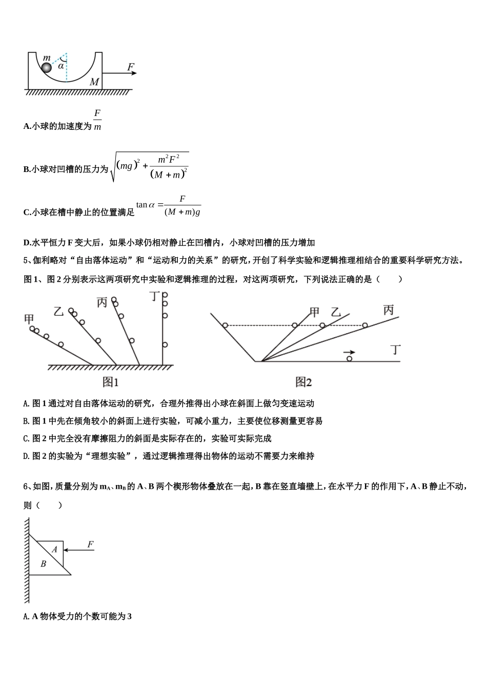 广东省广州市增城区第一中学2022年高一物理第一学期期末学业水平测试试题含解析_第2页