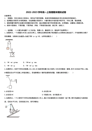 上海交大南洋中学2022-2023学年物理高一第一学期期末质量检测模拟试题含解析