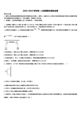 山东临沂市第十九中学2022-2023学年物理高一上期末预测试题含解析