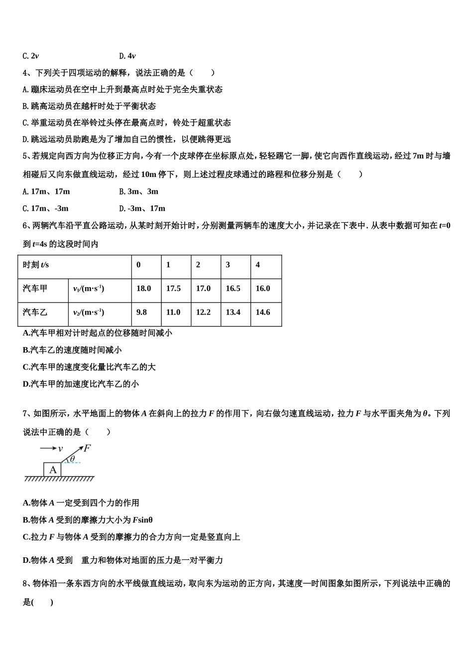 上海市奉城高级中学2022年物理高一第一学期期末调研模拟试题含解析_第2页