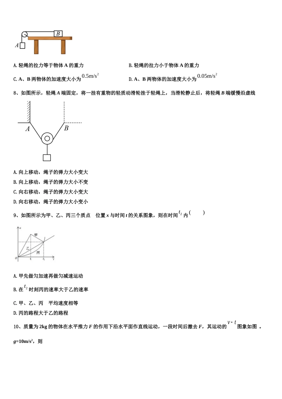 广东省清远市恒大足球学校2022-2023学年物理高一第一学期期末检测模拟试题含解析_第3页
