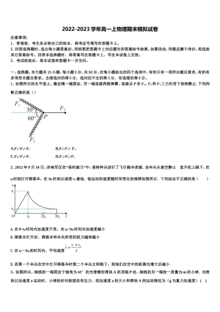广东省汕头市潮南实验学校2022年物理高一上期末综合测试试题含解析