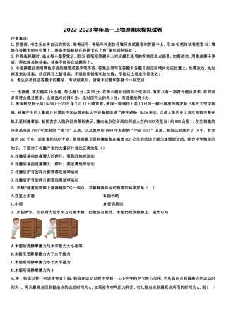 2023届湖北武汉市物理高一第一学期期末学业水平测试模拟试题含解析