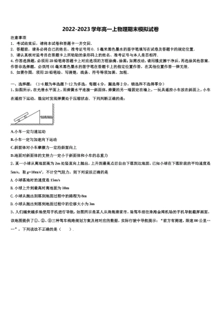 2023届上海华东师大三附中高一物理第一学期期末达标测试试题含解析