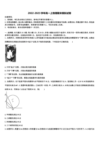 上海市上海外国语大学附属上外高中2022-2023学年物理高一上期末学业质量监测模拟试题含解析