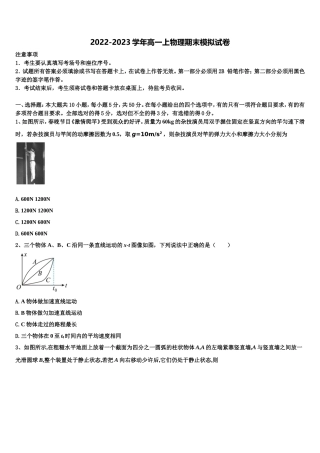 上海市上师大附中 2022-2023学年物理高一上期末经典模拟试题含解析