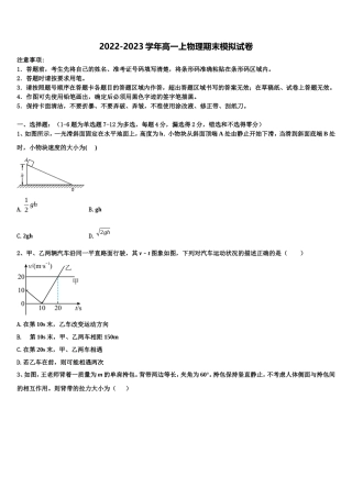 2023届上海市嘉定区外国语学校物理高一上期末调研试题含解析