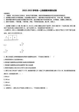 2023届四川成都外国语学校物理高一上期末检测试题含解析