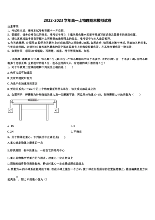广东湛江市大成中学2022-2023学年高一物理第一学期期末综合测试模拟试题含解析