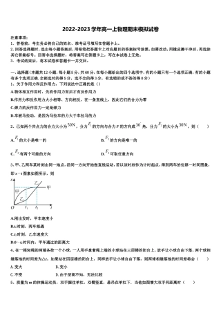 四川博睿特外国语学校2022-2023学年物理高一上期末质量检测模拟试题含解析