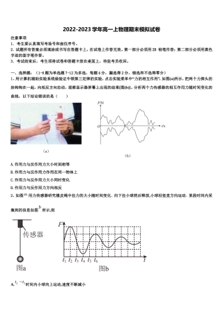 上海市新川中学2022年物理高一上期末检测模拟试题含解析