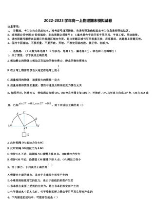 2023届上海市物理高一第一学期期末复习检测试题含解析
