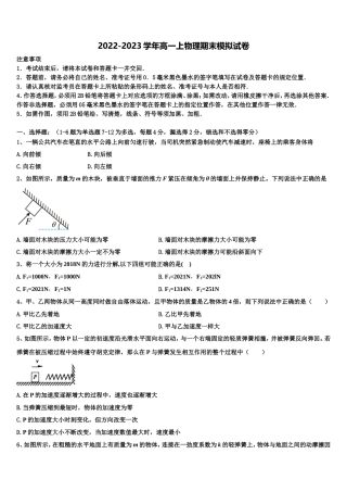 四川省绵阳市三台中学2022-2023学年物理高一第一学期期末检测试题含解析