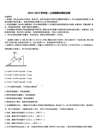 2023届聊城市重点中学物理高一上期末质量跟踪监视试题含解析