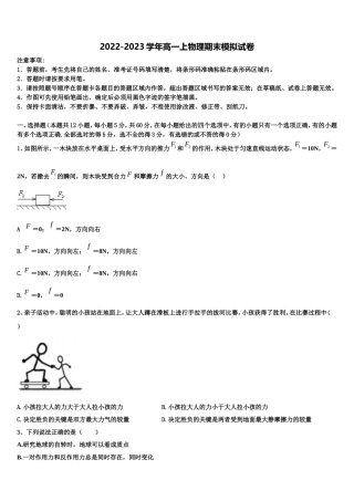 云浮市重点中学2022年物理高一上期末教学质量检测试题含解析