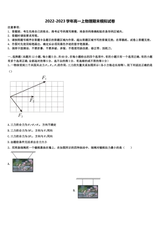 云南省大理州新世纪中学2022-2023学年高一物理第一学期期末达标测试试题含解析