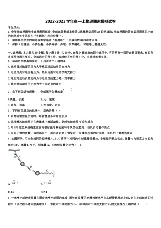2023届云南省楚雄彝族自治州民族中学物理高一第一学期期末综合测试模拟试题含解析