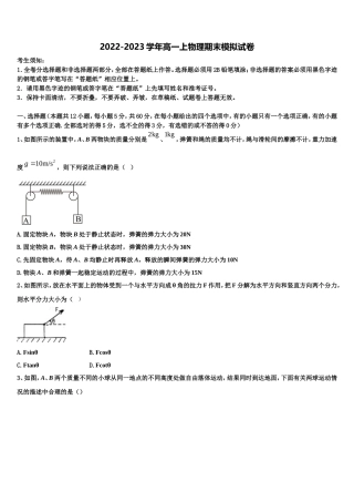 2023届云南省德宏州芒市第一中学物理高一上期末检测模拟试题含解析