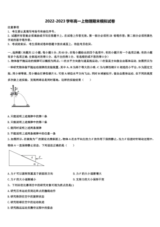 2023届四川省眉山市外国语学校物理高一上期末学业水平测试模拟试题含解析