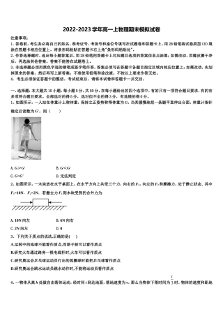 2023届浙江省杭州市七县区物理高一上期末复习检测模拟试题含解析