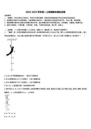 2023届浙江省绍兴市诸暨中学高一物理第一学期期末达标检测模拟试题含解析