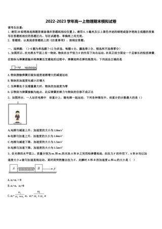 2023届云南省彝良县一中物理高一第一学期期末综合测试模拟试题含解析