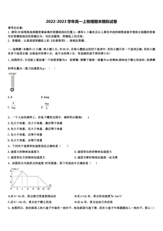 云南省文山州马关县一中2022-2023学年高一物理第一学期期末达标检测试题含解析