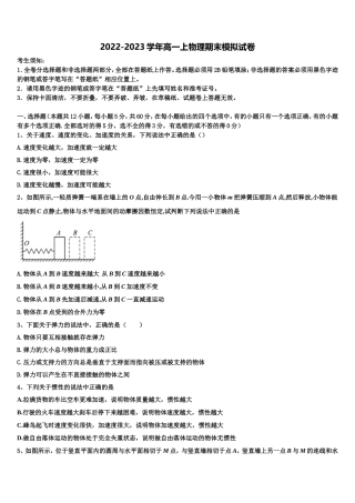 山东省寿光市第一中学2022年物理高一第一学期期末学业水平测试模拟试题含解析