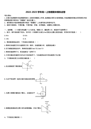 2023届云南省昭通市大关县一中高一物理第一学期期末教学质量检测试题含解析