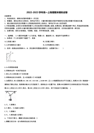 山东省滕州市第一中学2022-2023学年高一物理第一学期期末考试试题含解析