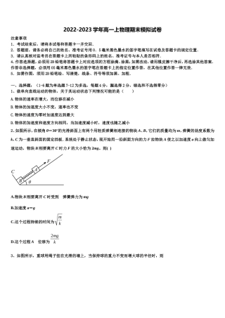 2023届之江教育评价高一物理第一学期期末综合测试模拟试题含解析