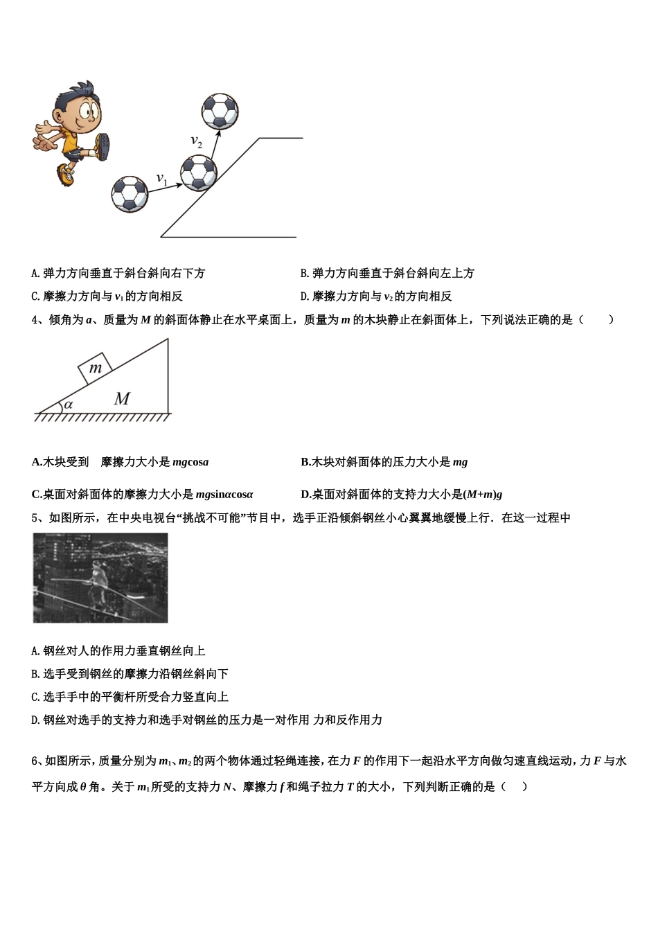 山东省文登第一中学2022-2023学年物理高一第一学期期末学业质量监测模拟试题含解析_第2页