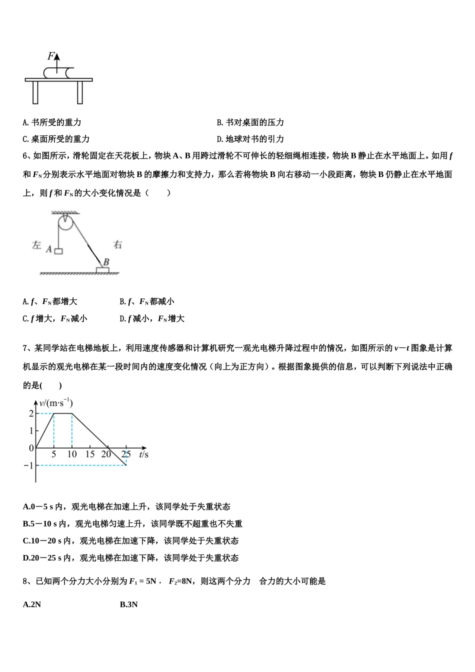 海南省东方市八所中学2022年物理高一上期末质量跟踪监视模拟试题含解析_第2页