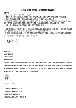 海南省鲁迅中学2022-2023学年高一物理第一学期期末预测试题含解析