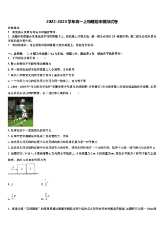 福建省华安县第一中学2022-2023学年物理高一第一学期期末考试模拟试题含解析