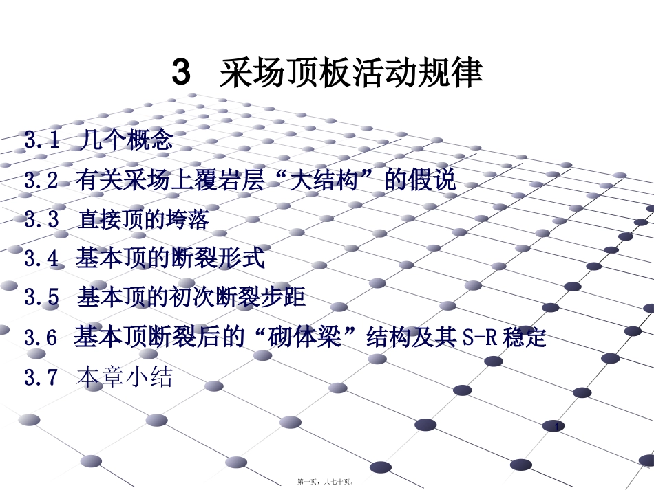 采场顶板活动规律 教学培训课件_第1页