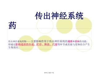 传出神经系统药 医学培训课件