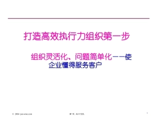 打造高效执行力组织第一步  组织灵活化、问题简单化——使企业懂得服务客户  培训课件