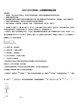 陕西省渭南市潼关县2022年物理高一上期末联考模拟试题含解析