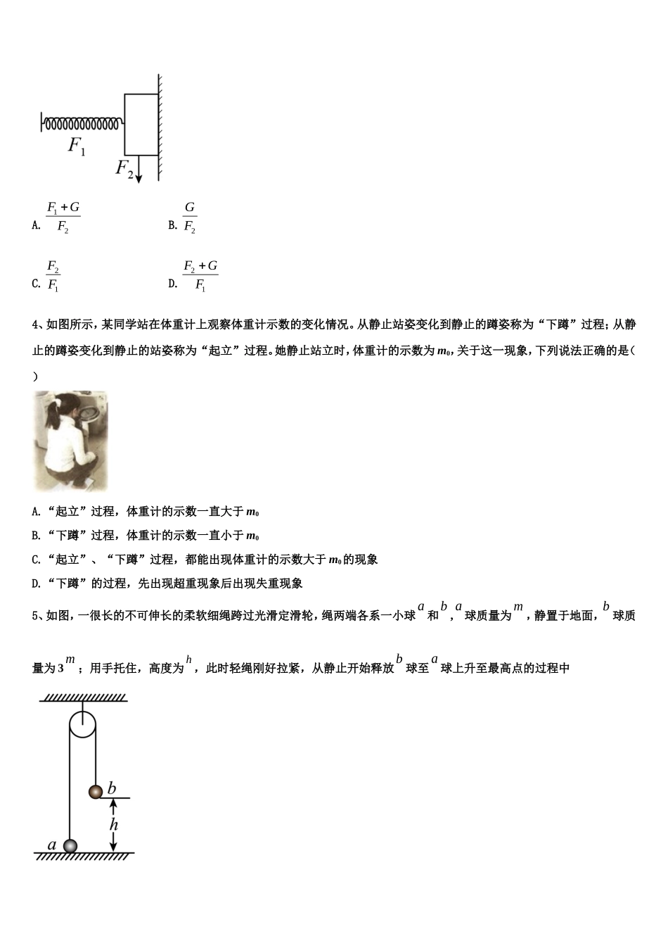 福建省厦门市重点中学2022年物理高一上期末学业水平测试试题含解析_第2页