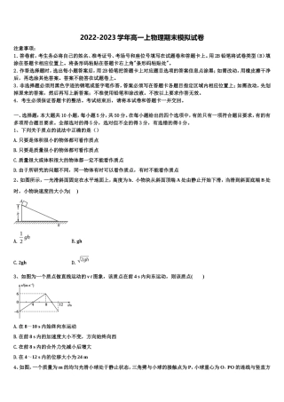 河北省安平中学2022-2023学年物理高一上期末学业质量监测模拟试题含解析