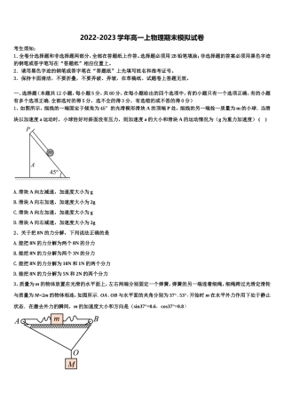 湖北武汉市2022-2023学年高一物理第一学期期末综合测试模拟试题含解析
