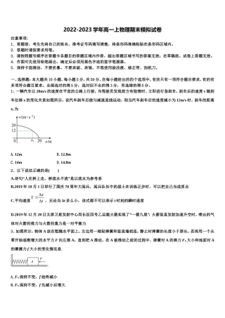 阳江市重点中学2022-2023学年物理高一上期末考试模拟试题含解析