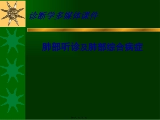 肺部听诊及肺部综合病症 医学教学课件