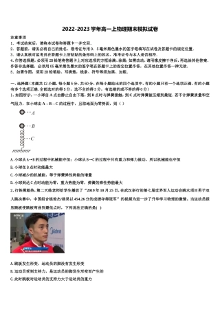江苏省南京市南京师大附中2022-2023学年高一物理第一学期期末质量跟踪监视模拟试题含解析