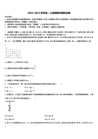 甘肃省武威市凉州区武威第八中学2022年物理高一上期末达标检测试题含解析