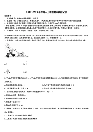 湖南省邵阳市邵东一中2022-2023学年物理高一上期末检测模拟试题含解析