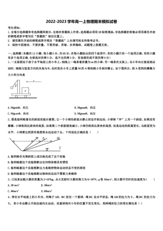 重庆市字水中学2022-2023学年高一物理第一学期期末质量检测模拟试题含解析