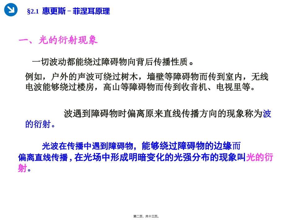 惠更斯-菲涅耳原理光的衍射 教学课件_第2页