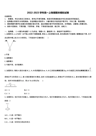 湖南省长沙市湖南师大附中博才实验中学湘江校区2022年物理高一第一学期期末质量检测模拟试题含解析
